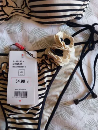 Bikini Red Point rayas beige y negro