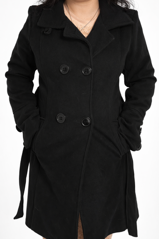 Black coat for WOMEN in wool Made in Italy