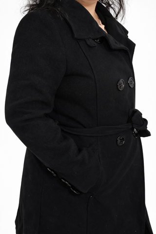Black coat for WOMEN in wool Made in Italy