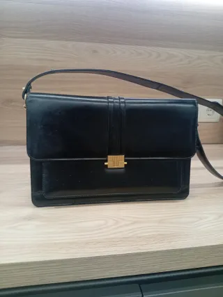 Bolso de piel cuero negro para hombre