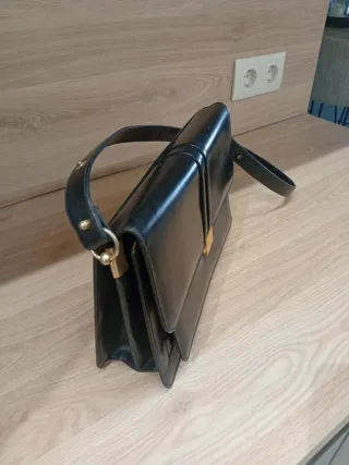 Bolso de piel cuero negro para hombre