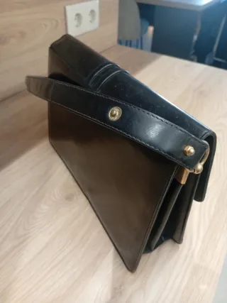 Bolso de piel cuero negro para hombre