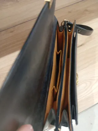 Bolso de piel cuero negro para hombre