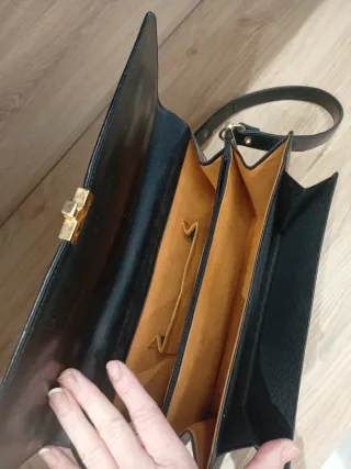 Bolso de piel cuero negro para hombre