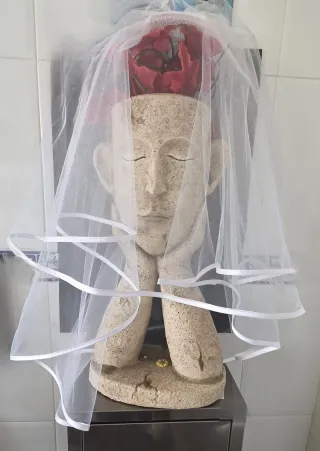 Velo Novia Corto Complemento Disfraz Carnaval 80cm