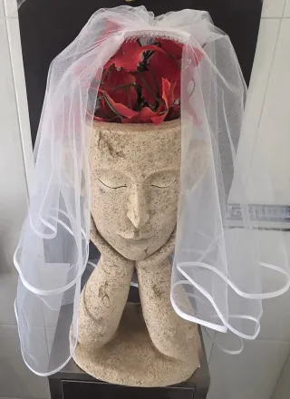 Velo Novia Corto Complemento Disfraz Carnaval 80cm