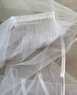 Velo Novia Corto Complemento Disfraz Carnaval 80cm