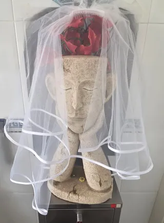 Velo Novia Corto Complemento Disfraz Carnaval 80cm