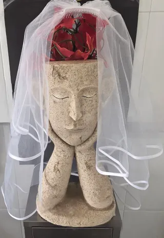 Velo Novia Corto Complemento Disfraz Carnaval 80cm