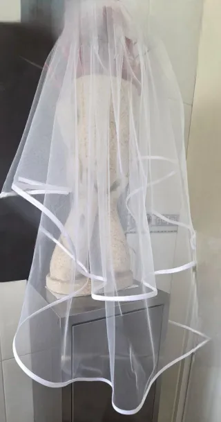 Velo Novia Corto Complemento Disfraz Carnaval 80cm