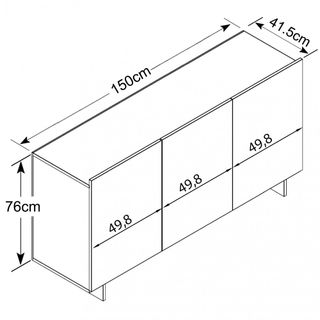 Madia Moderna Credenza Antracite Olmo 150cm Legno