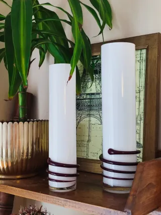 Pareja Jarrones Vintage Cristal