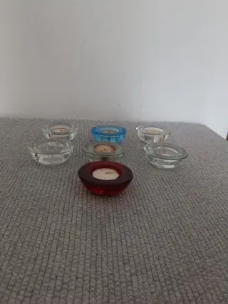 Conjunto 7 Porta-velas Vidro Coloridos