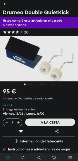 Pad de práctica pedal/doble pedal Drumeo