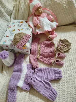 Ropita Reborn Crochet Rosa y Lila