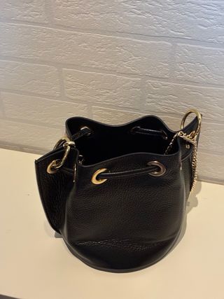 Bolso bombonera  de piel auténtica negro30