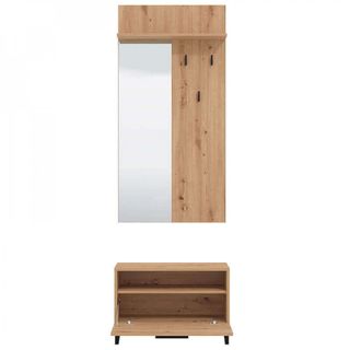 Set Ingresso Appendiabiti Specchio Bianco 200cm