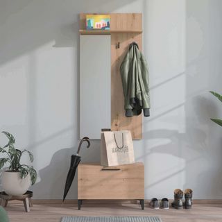 Set Ingresso Appendiabiti Specchio Bianco 200cm