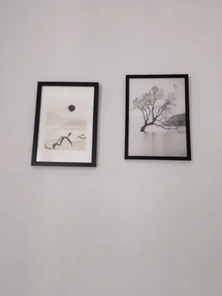 4 Quadri Decorativi con Cornice Nera