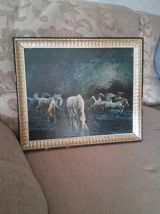 Cuadro de caballos en movimiento 45x38cm