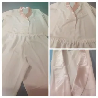 Pijama de satén blanco y rosa