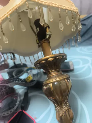 Lamparita vintage tela y cristal