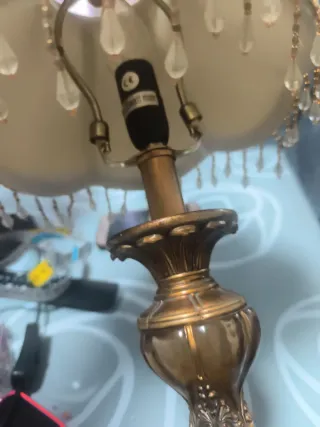 Lamparita vintage tela y cristal