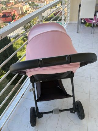 Carro de bebé y silla coche rosa/gris