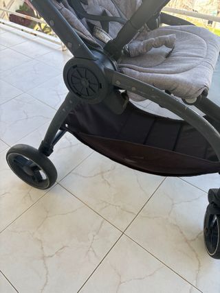 Carro de bebé y silla coche rosa/gris