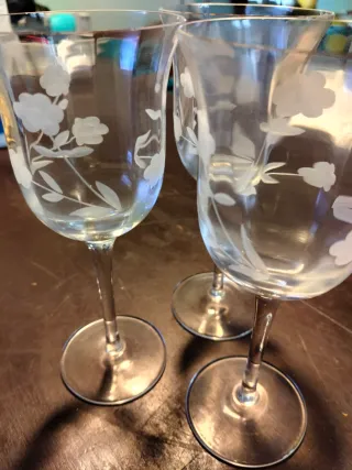 Set 3 Calici Vetro Decorati