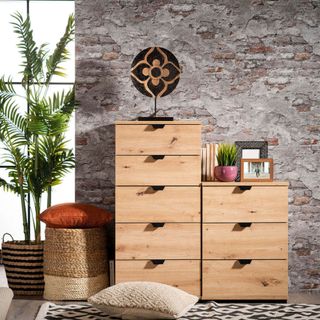 Comodino Moderno 3 Cassetti Rovere Chiaro 63 cm