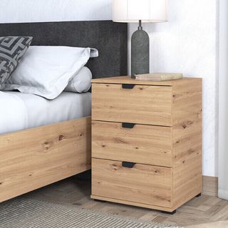 Comodino Moderno 3 Cassetti Rovere Chiaro 63 cm