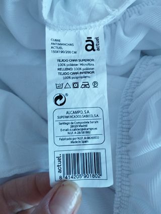 Protector de colchón blanco, 150x200