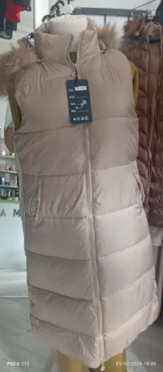 Chaleco largo mujer beige