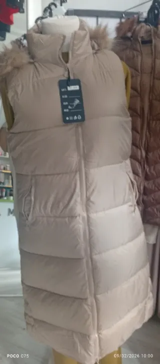 Chaleco largo mujer beige