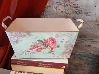 Cesta metálica vintage Paris flores