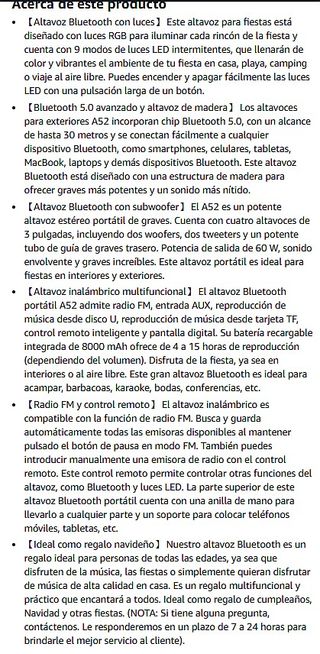 ALTAVOZ BLUETOOTH 60W A52