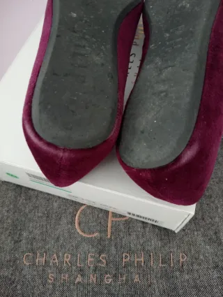 Charles Philip Ballerine Velluto Bordeaux