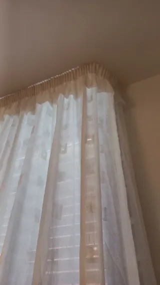 Coppia Tende Grandi Beige/Bianche