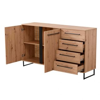 Credenza 2 Ante 4 Cassetti Rovere Chiaro 159 cm