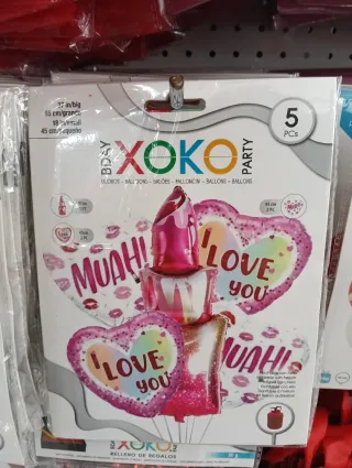 XOXO PARTY Globos Corazón MUAH! y I LOVE YOU