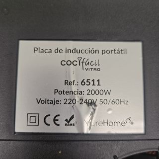 Cocina Placa De Inducción CociFácil 2000w