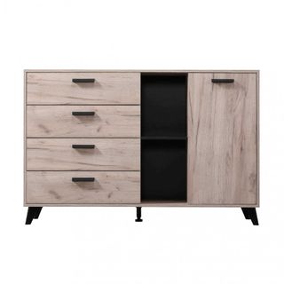 Madia Moderna 4 Cassetti 1 Anta Rovere Grigio