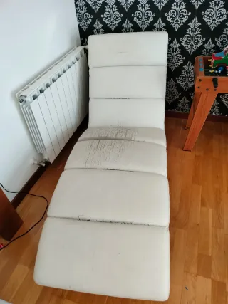 Sofá Chaiselongue Blanco Piel