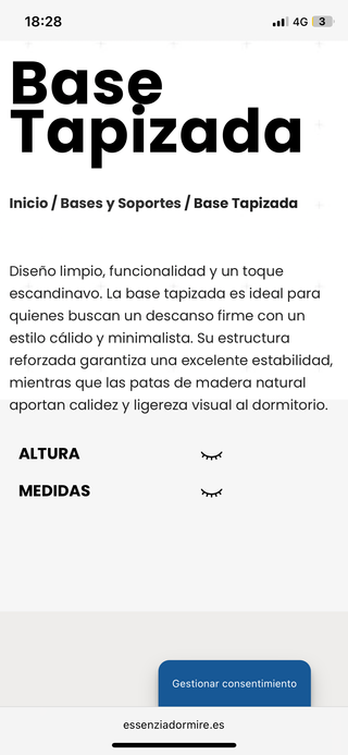 Base Tapizada ESSENZIA 180x190cm