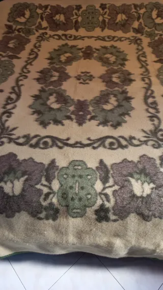 Coperta vintage singolo beige/verde