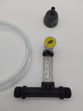 Suinga Inyectador de Fertilizante Venturi 25Ø 5mm con Llave dosificadora de precisión. Negro. Caudal máximo riego 1630 l/h. Caud
