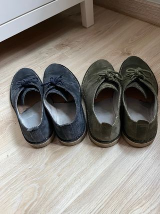 Lote 2 Pares Zapatos Piel Serraje Benetton 45