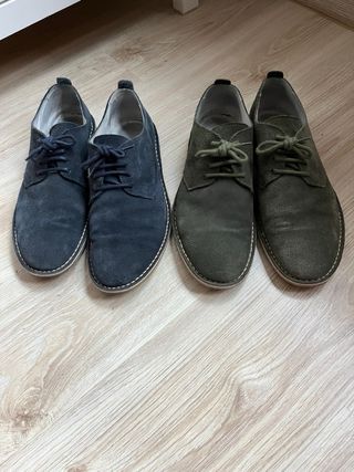 Lote 2 Pares Zapatos Piel Serraje Benetton 45