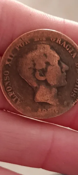 Moneda Antigua Cobre Alfonso XII  De diez céntimos
